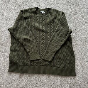 Amazon Essentials olive Green Cable Knit Sweater